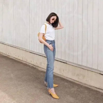 Quần jeans Ulzzang phối với áo thun