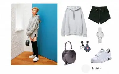 Áo hoodie mỏng cho nữ với stye giấu quần - Ảnh 1