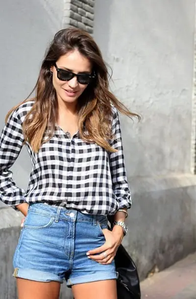 Áo sơ mi gingham đen trắng trendy