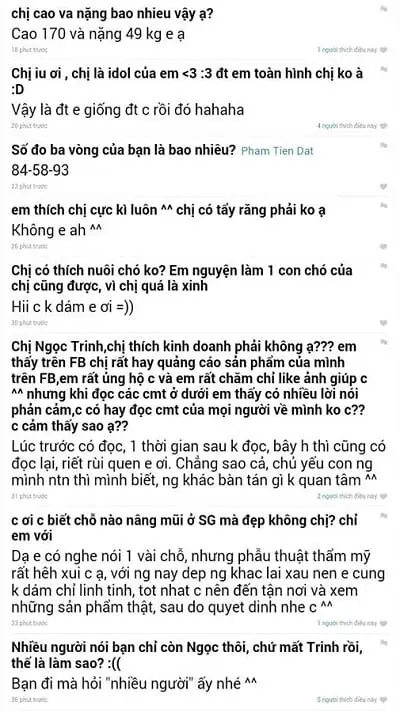 Fan của Trinh bình luận về số đo chuẩn của Ngọc Trinh