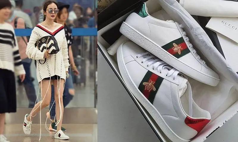 Giày Gucci Ong và quần jean